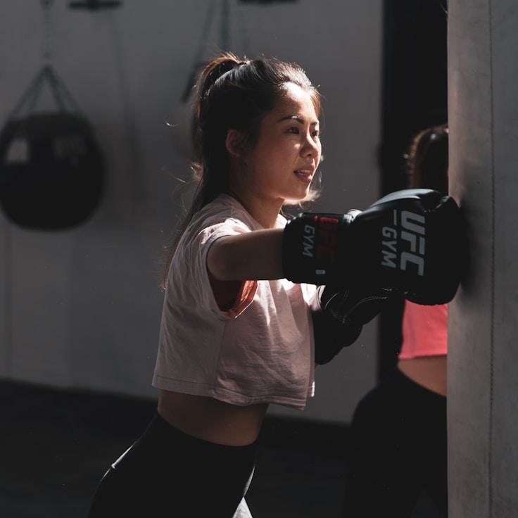 Weight training area with free weights and machines